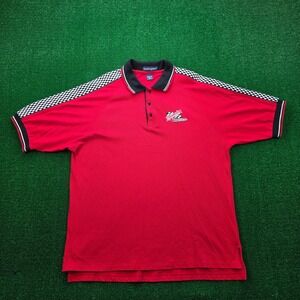 Vintage Swingster Milwaukee Racing Checkered Accent Polo Shirt Mens‎ XL Red
